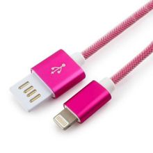 Кабель USB 2.0 Am=>Apple 8 pin Lightning, армиров., 1 м, розовый метал. Cablexpert (CCB-ApUSBr1m)