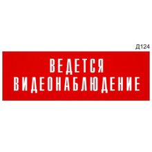 Информационная табличка «Ведется видеонаблюдение» на дверь прямоугольная Д124 (300х100 мм)