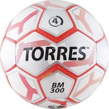 Мяч футбольный Torres BM300 р 4 глянцевый из синтетической кожи. Бело-красно-желтый