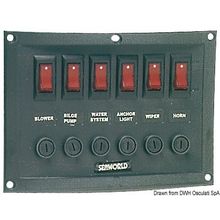 Osculati Horizontal control panel w. 6 switches, 14.103.32