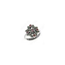 Кольцо Jenavi Эскарен. Вставка: Swarovski розовые и зеленые кристаллы. Размер: 19