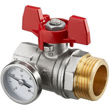 Шаровой кран Oventrop G 3 4"ВР x G 1" НР с термометром и красным маховиком