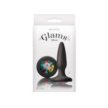 NS Novelties Чёрная анальная пробка с радужным кристаллом Glams Mini Rainbow Gem - 8,4 см. (разноцветный)