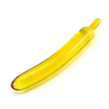 Фаллоимитатор стеклянный желтый банан 18,5 см