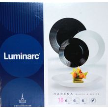 Столовый сервиз  Luminarc HARENA ХАРЕНА BLACK WHITE 18 предметов 6 персон N1518