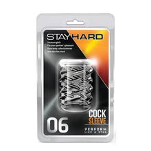 Прозрачная насадка с объёмными чёрточками STAY HARD COCK SLEEVE 06 CLEAR