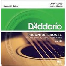 EJ18 Phosphor Bronze Комплект струн для акустической гитары, фосфорная бронза, 14-59, DAddario