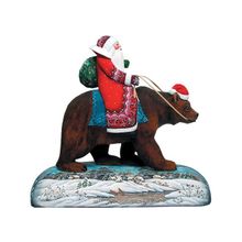 Игрушка новогодняя коллекционная "Дед Мороз на буром медведе" Mister Christmas