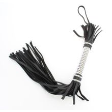 Черная плеть с серебристой ручкой - 44 см. черный с серебристым