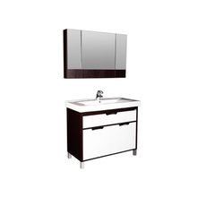 Aquanet Мебель для ванной Гретта 100 (венге фасад белый) - Мебель для ванной Гретта 100 (венге фасад белый) ящик и 2 дверцы - Раковина-столешница Shenxin 100