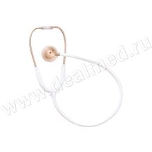 Облегченный стетоскоп Acoustica Deluxe (белый желтое золото), MDF, Китай