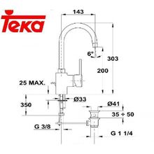 Teka Ares 233620200 хром для умывальника с мет. донным клапаном высокий