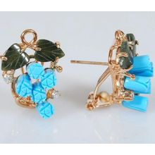 Серьги с бирюзой и нефритом "Виноград"