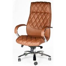 Кресло для руководителя Бонд (brown) сталь + хром светло - коричневая экокожа