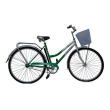 Велосипед женский двухколесный Космос 2810 зеленый с корзиной