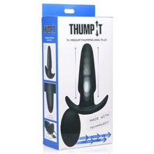 XR Brands Черная анальная вибропробка Kinetic Thumping 7X Medium Anal Plug - 13,3 см.