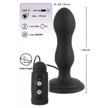 Черная анальная вибропробка с вращением Butt Plug - 13,6 см. (226575)