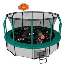 Каркасный батут Unix Line 12ft Supreme Game с баскетбольным кольцом 366х366х269 см green