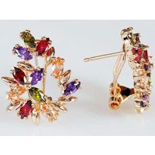 Серьги с mix фианитом "Камелия"