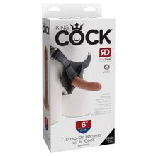 Кофейный страпон Strap-on Harness Cock - 15,2 см. кофейный