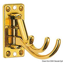 Osculati 3-hook coat hanger polished brass 73x36 mm, 38.162.00