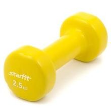 Гантель виниловая STARFIT DB-101 2,5 кг, желтая (1 шт.)