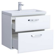 Тумба подвесная Sanstar Cristal 60 2 ящ, белая (ум-к Фостер 60)