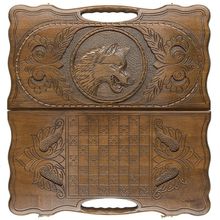 Нарды резные "Волк" с ручкой 60