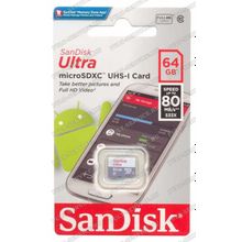 Карта памят 64 Gb SanDisk Ultra MicroSD (Class10)