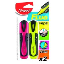 Текстовыделитель FLUO PEPS SOFT 1-5 мм, желтый розовый 2 шт блист. MAPED