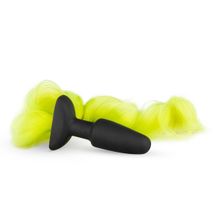 Easy toys Черная анальная пробка с желтым хвостом Butt Plug With Tail (черный с желтым)