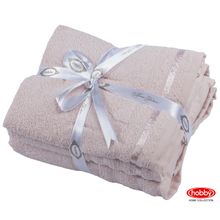 Полотенце махровое в пвх уп. 50x90+70x140 "NISA", пудра, 100% Хлопок набор 2 шт