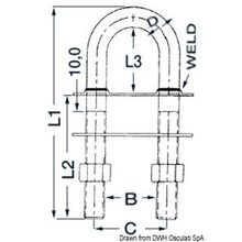 Osculati U-bolt conic fittings mirrorpolished SS 160x15.8mm, 39.127.09