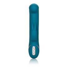 California Exotic Novelties Бирюзовый вибратор с изогнутой головкой Jack Rabbit Signature Silicone Rocking  G  Rabbit - 20 см.