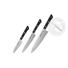Набор из 3 ножей SHR-0220B K "SAMURA HARAKIRI", AUS-8, ABS пластик