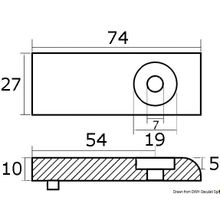 Osculati Magnesium anode for Verado orig. ref. 892227, 43.424.16