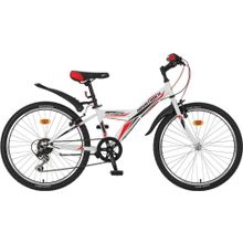 24" NOVATRACK Racer 2019 (6ск, сталь, аморт.вилка, V-brake, RS35 TY21 TZ30 SG-6SI)(24SH6V.RACER.10WT9, рама 10", белый, 124582)