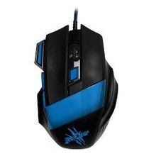 мышь Oklick 775G, оптическая, игровая, софт-тач, 2400dpi, USB, black-blue, черно-синяя