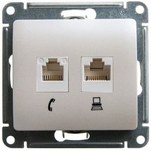 Розетка 2xRJ11+RJ45 Cat.5 GLOSSA, перламутр |  код. GSL000685 |  Schneider Electric