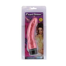 Розовый вибратор-реалистик с юбочкой PEARL SHINE 7 VIBRATOR - 17,8 см. Розовый