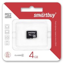 Карта памяти Micro SDHC 4Gb SmartBuy Class 4 без адаптера (SB4GBSDCL4-00)