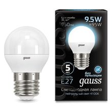 Gauss Лампа светодиодная Gauss LED Globe E27 9.5Вт 4100K 105102210 ID - 430186