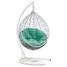 Кресло кокон подвесное SEVILLA VERDE VELOUR белое + каркас