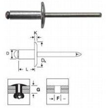 Заклепка вытяжная 5,0х10,0  увелич.бортик 11мм, алюминий нерж.сталь