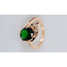 кольцо фианит зеленый полумесяц