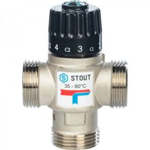 Термостатический смесительный клапан для систем отопления и ГВС 1" НР 35-60°С KV 1,6 Stout, SVM-0020-166025