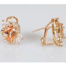 Серьги с фианитом шампань "Рококо"