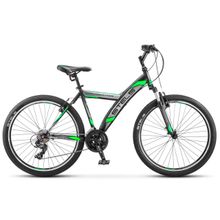 26" STELS Navigator-550V 2017 (21ск, сталь, аморт.вилка, Vbr, Shimano EF500 TY500 TY300 Kangyue)(V030, рама 18", черный зеленый)