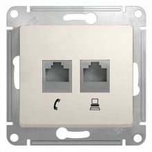 Розетка 2xRJ11+RJ45 Cat.5 GLOSSA, молочный |  код. GSL000985 |  Schneider Electric