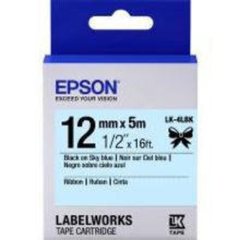 EPSON LK-4LBK картридж с сатиновой лентой шириной 12 мм, черный шрифт на голубом фоне